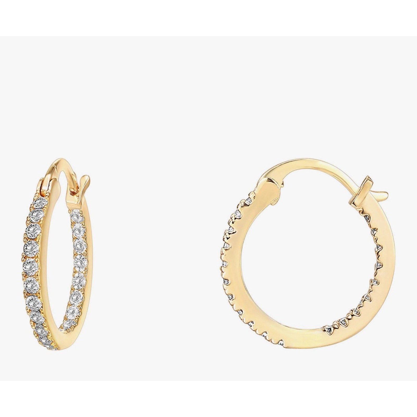 Pavoi 14k Gold Plated 925 Sterling Silver Post Cubic Zirconia Hoop Earrings 13$